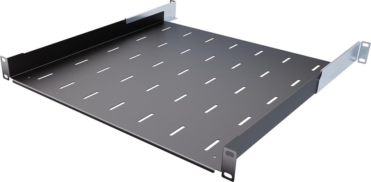 19 inch vakbodem 1HE verstelbaar - server rack voor netwerkkast en serverkast - draagvermogen 30 kg - bevestiging achteraan - variabele diepte - 19 inch rack accessoires