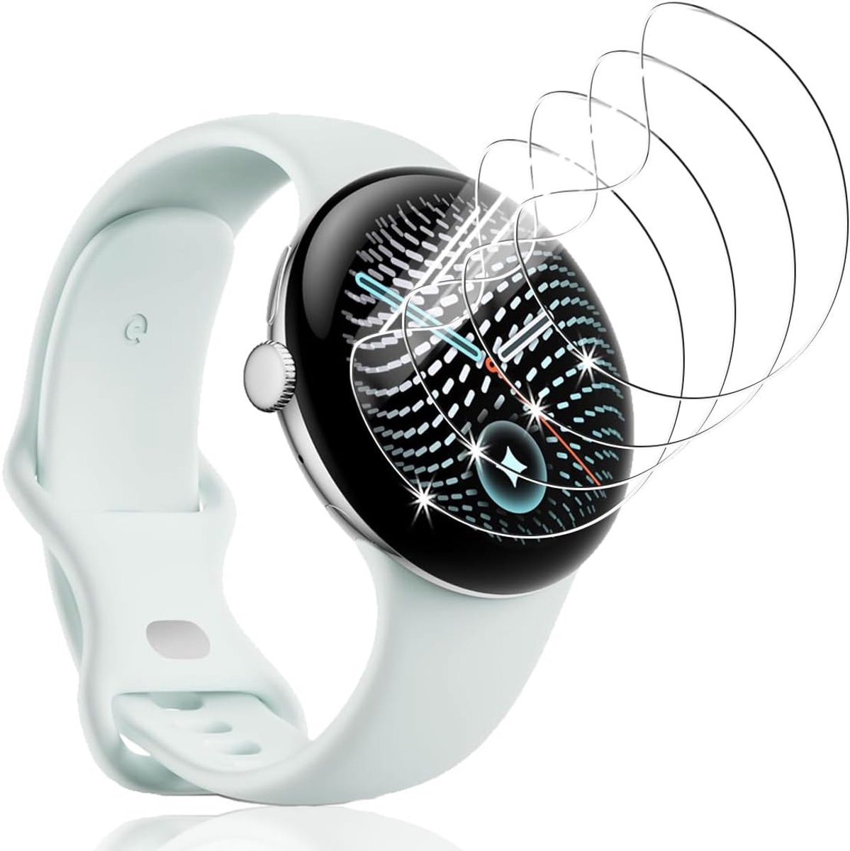 Beschermfolie voor Google Pixel Watch 5 45 mm, [geen pantserglas], 4 stuks heldere HD zachte hydrogelfolie, luchtbelvrij, krasbestendig, full cover displaybeschermfolie