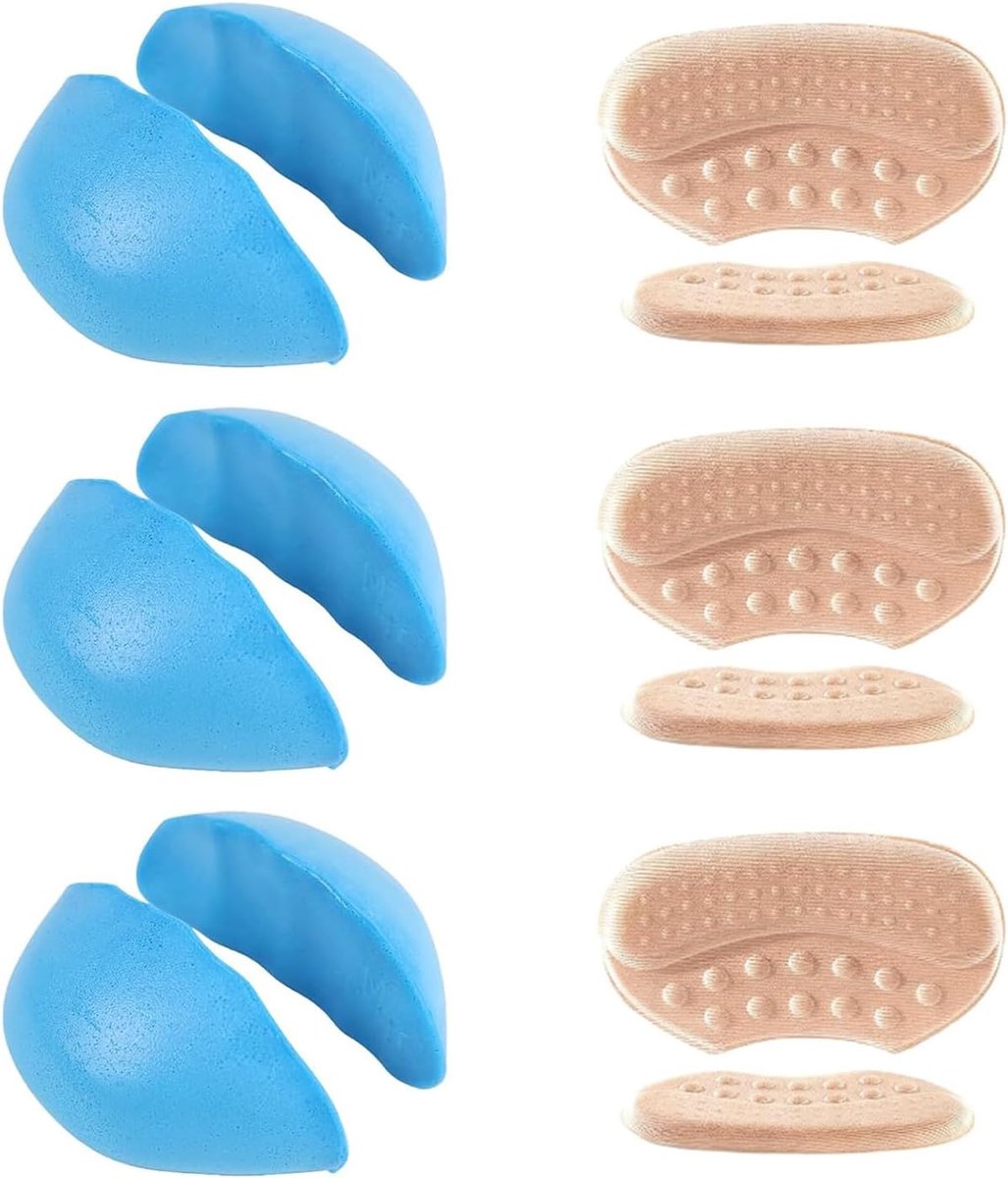 3 paar schoenvuller, teenvulstof, 3 paar hielstickers, schoeninzetstukken voor te grote schoenen, binnenzool om schoenen kleiner te maken voor vrouwen mannen hoge hakken pak schoenen casual