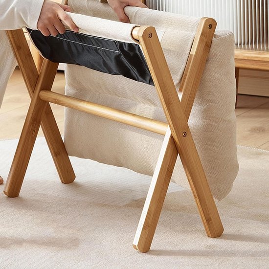 Vouwbare voetsteun met afneembare velours stofkussen voor woonkamer, slaapkamer en entree (Beige) - Comfortabel, multifunctioneel en stijlvol — afbeelding 3