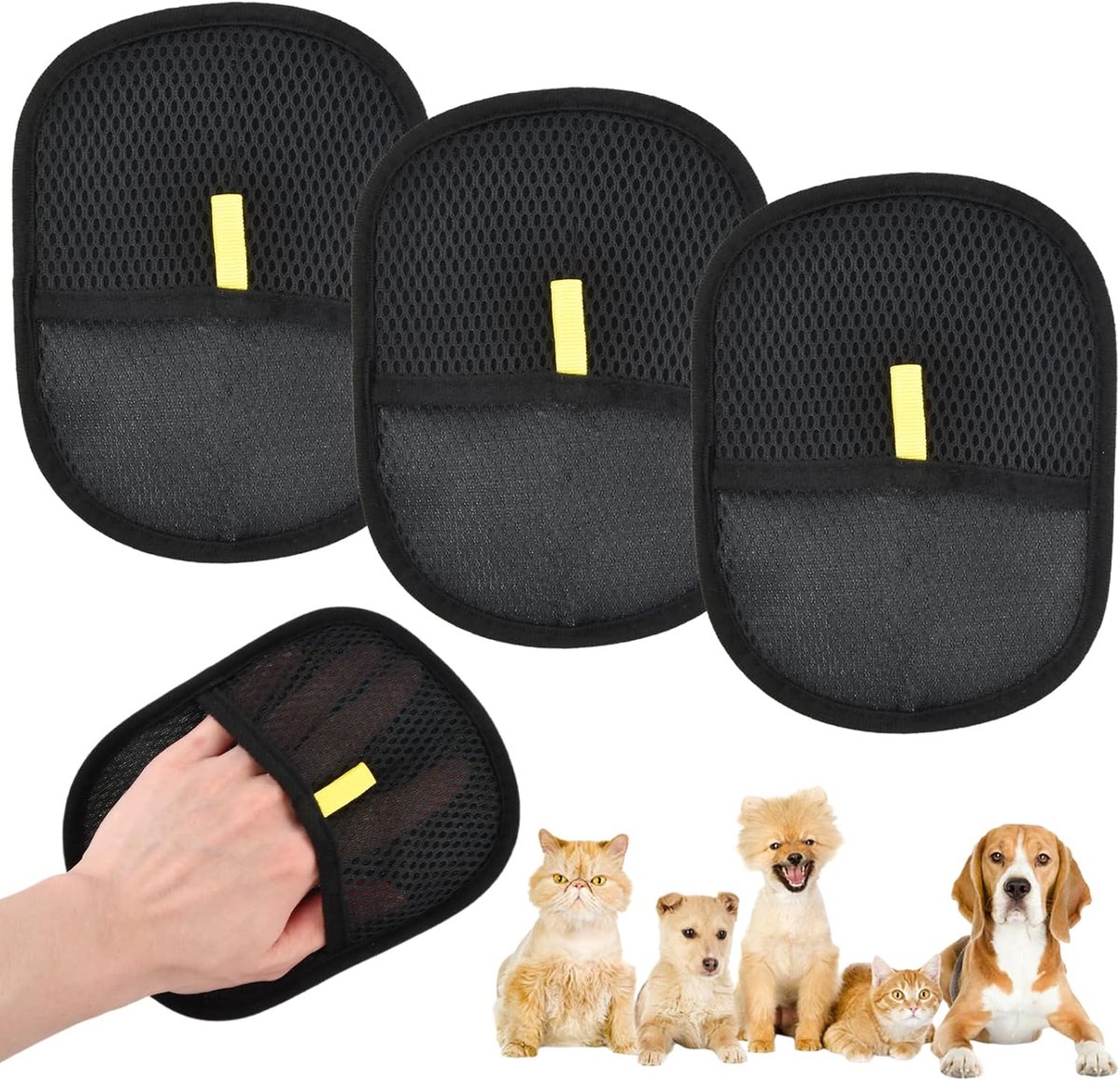 Handschoenen voor het verwijderen van dierenharen, dubbelzijdige handschoenen voor huisdieren, antistatisch, herbruikbaar, handschoenen voor huisdierverzorging voor banken, bedden en