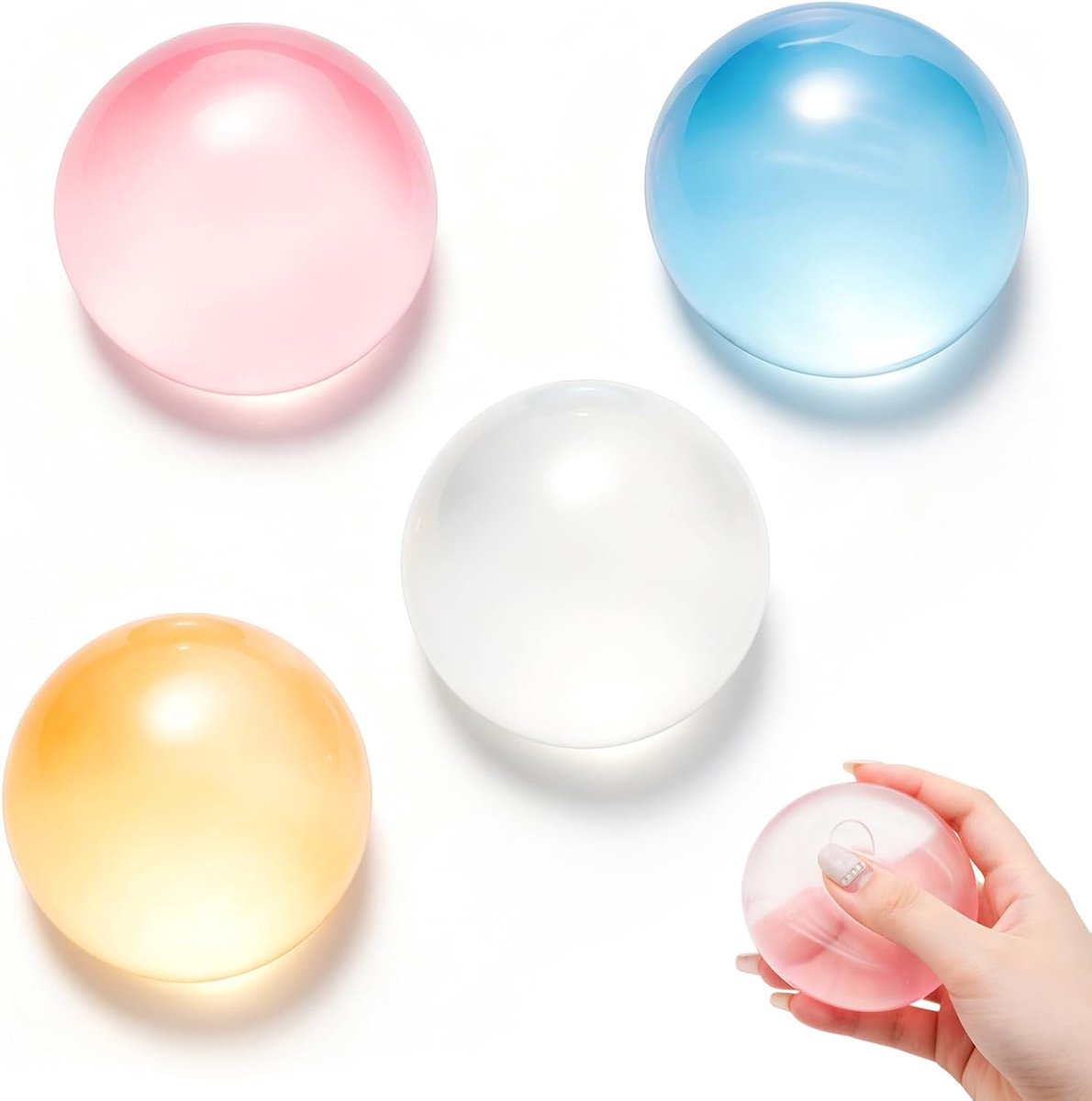 4PCS Kristalhelder Anti-stress Squishy Fidget,Stressballen met Kokosolie