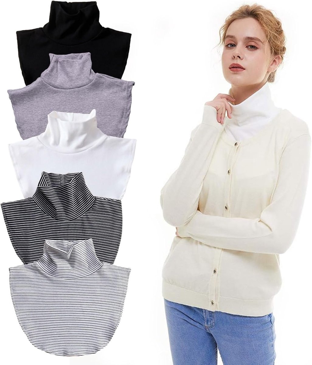 Blousekraaginzet voor Dames - Praktische 5-Delige Kraaginzet en Katoenen Schouderwarmers, Coltrui