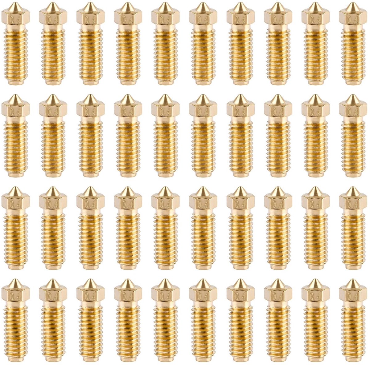 40 stuks 21 × 6 mm messing mondstukken, 40 stuks 0,4 mm mondstukken, messing mondstuk, printermondstuk compatibel met FDM filament, hotend nozzle voor Kobra 3