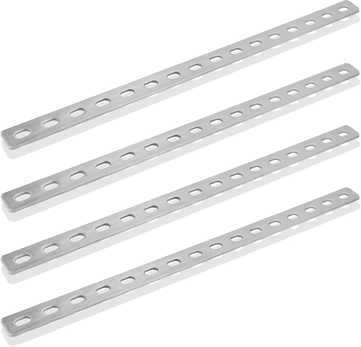 Flat Connectors, Stainless Steel, 4 Pieces, 408 x 24 x 3 mm, Wooden Connector, Metal, Perforated Sheet, Flat Iron for - ShopVlot