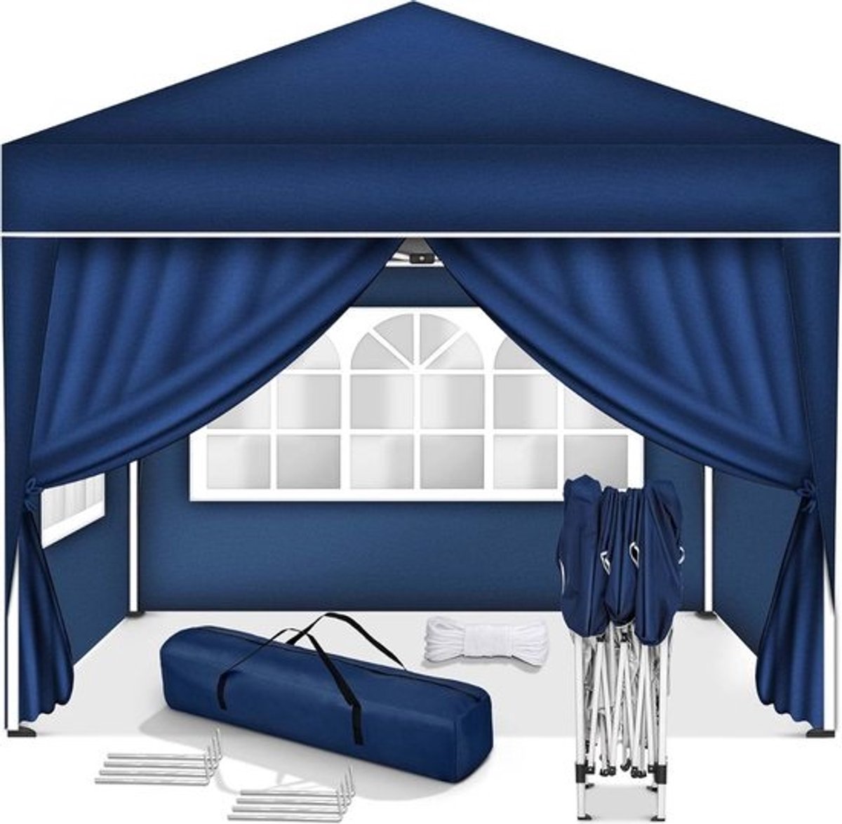 DailySupplies® - paviljoen - Easy up partytent - opvouwbaar - Overkapping - 3x3m - Blauw