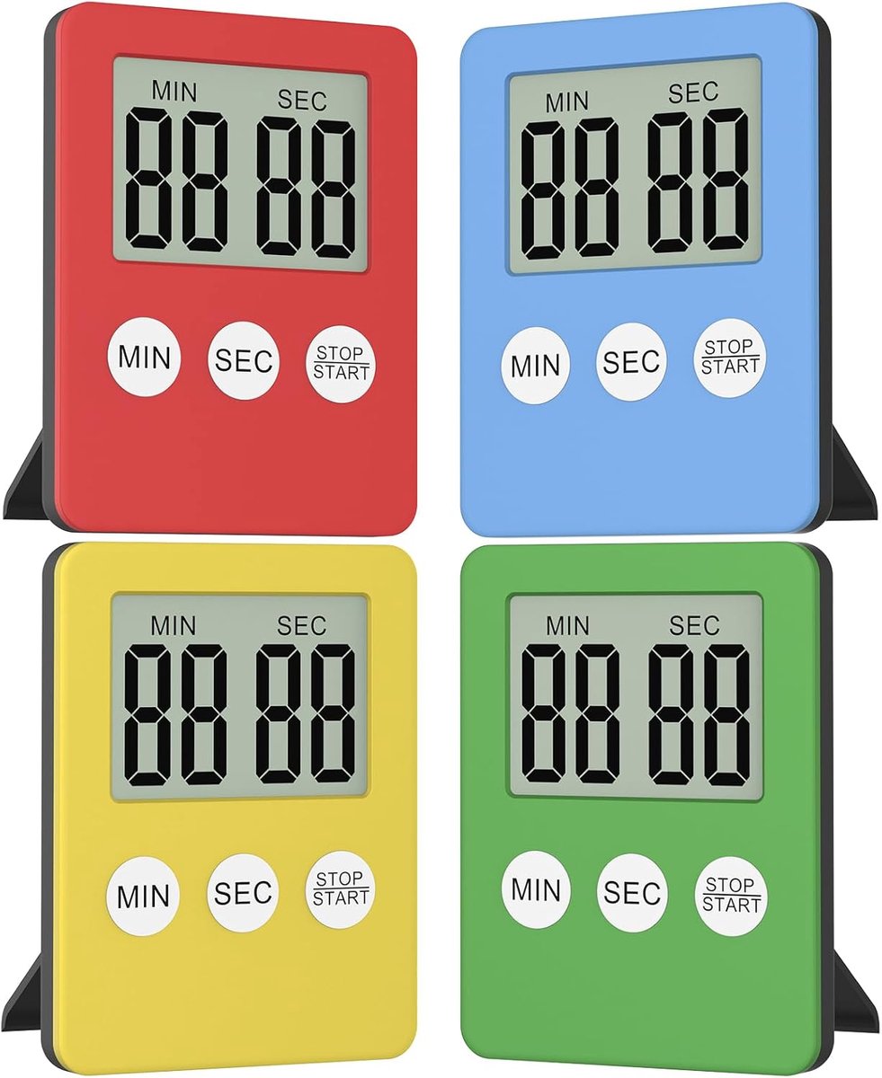 Keukentimers, digitale timer voor lerarenstudie, klaslokaal, magnetische countdown minuteur groot LCD-scherm (geen batterij inbegrepen)