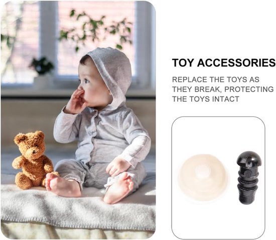 Ogen van kunststof met sluitringen, poppenogen voor amigurumi en knuffeldieren, knutselogen voor Halloween-decoraties, 5 mm — afbeelding 4