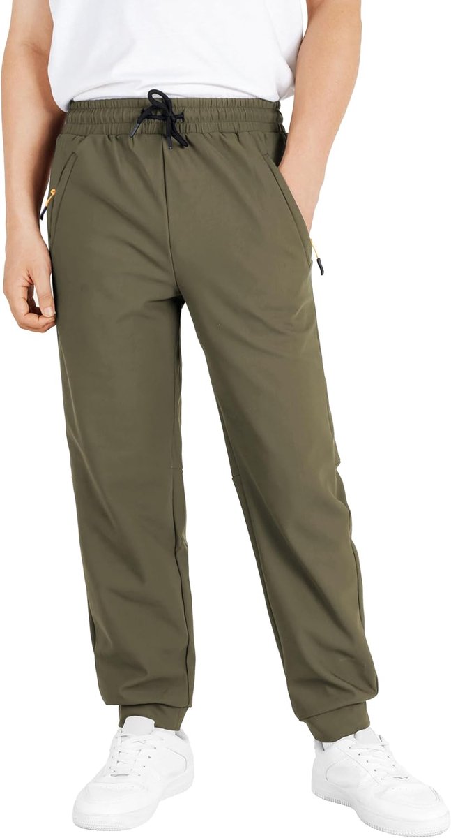 Sportbroek voor jongens, trainingsbroek, sport, joggingbroek, kinderen, stretch, waterdicht, joggingbroek met zakken met ritssluiting