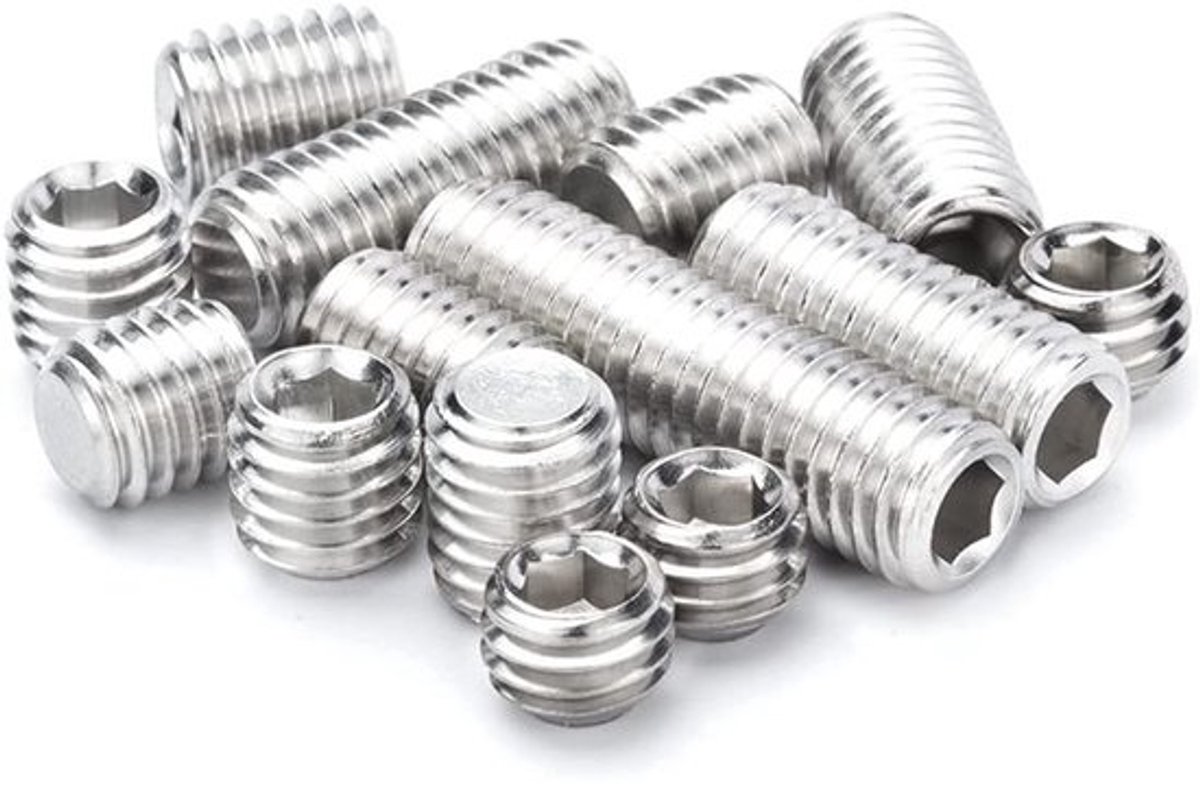 Schroeven zonder kop - Inbusbouten - stelschroeven - Voor apparatuurreparatie - Roestvrij staal A2 - M6x40mm - 10 stuks - Zilverkleurig