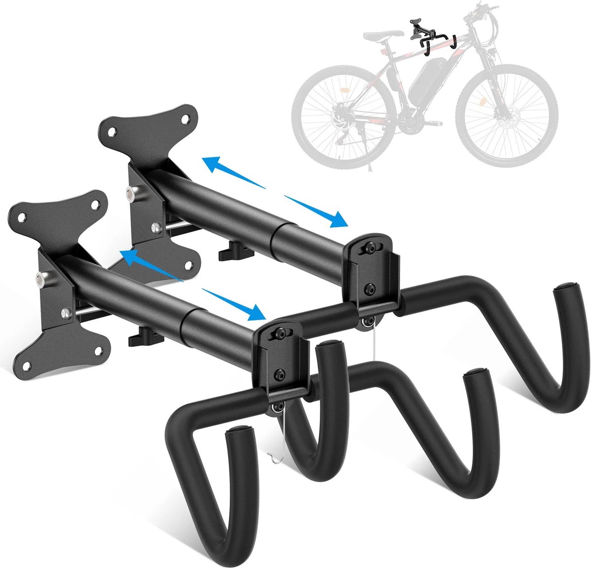 ArtiZo Fiets ophangsysteem - fietshaak - wandmontagen - zwart - 2 stuks - verstelbaar en opvouwbaar - draagkracht tot 60 kg