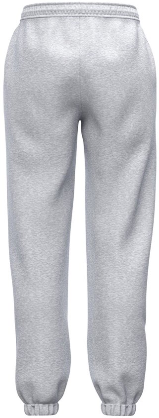Lichtgrijze joggingbroek met trekkoord en elastische zoom. Achteraanzicht.