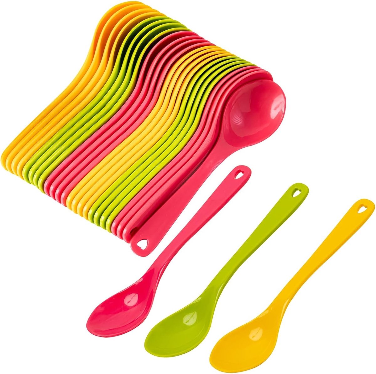 Set van 24 Stukken Plastic Lepels - Herbruikbare Koffielepels, Eilepels en IJslepels, Stapelbaar en Vaatwasserbestendig voor Koffie, Desserts en IJs
