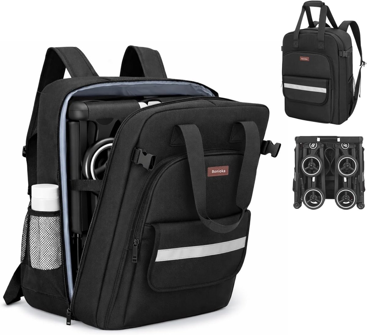 SnelShoppen - Kinderwagen tas vliegtuig compatibel, gewatteerde reisrugzak voor GB Pockit & Pockit Air Plus, handzaam formaat 36x19x52cm, ideale reiso