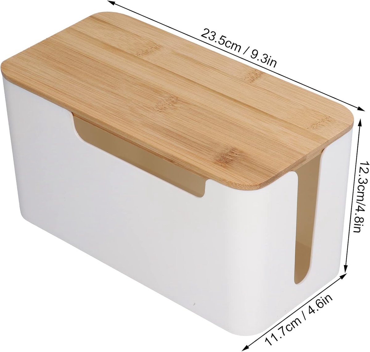 SnelShoppen - Kabelbeheerdoos met Bamboe Deksel - Desk Wire Organizer voor Kabels - Compacte Oplossing voor TV, Router en Computer - Duurzaam Plastic