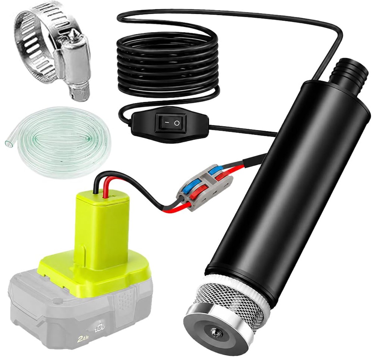 Waterpomp, geschikt voor Ryobi 18 V accu, 100 W, 24 V, 635 GPH waterolie-afvoerpomp, draagbare elektrische pomp voor - ShopVlot