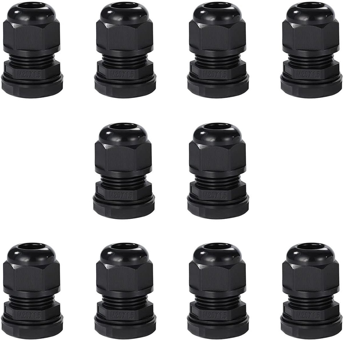 Meccion M20 Cable Gland 10pcs IP68 Waterproof Nylon Cable Connectors with Lock Nut and Washer, Suitable for 7mm-12mm - ShopVlot