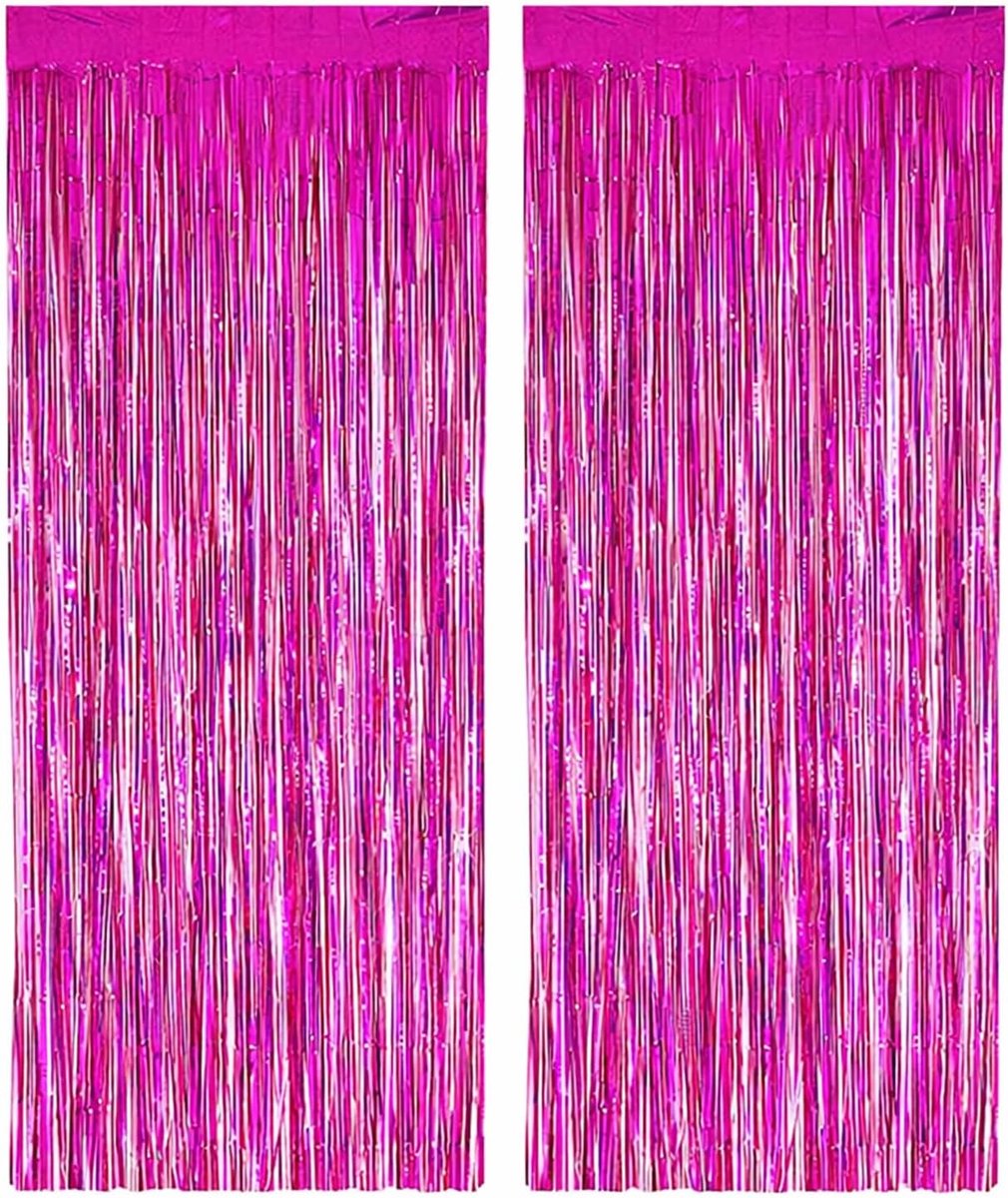 PHENO FLAGS Lametta Curtains Pack of 2, 1 x 2.5 m, Glittering Decoration for New Year's Eve in Sparkling Metallic - ShopVlot