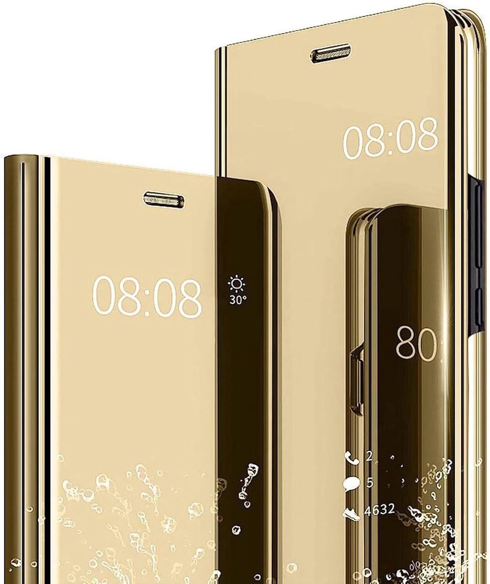 Hoesje voor iPhone 15 Pro - Flip Clear View - Spiegel Plating - Staande functie - ShopVlot