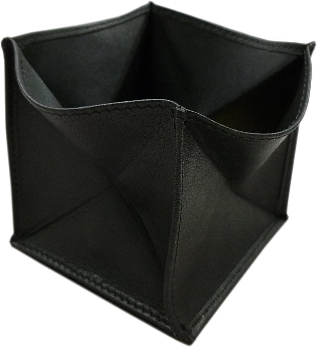 myledershop Moroccan Purse, Vegetable Tanned Cowhide Leather, Black, CADDY, 7.5 cm x 1 cm x 7.5 cm, Includes Coin - ShopVlot