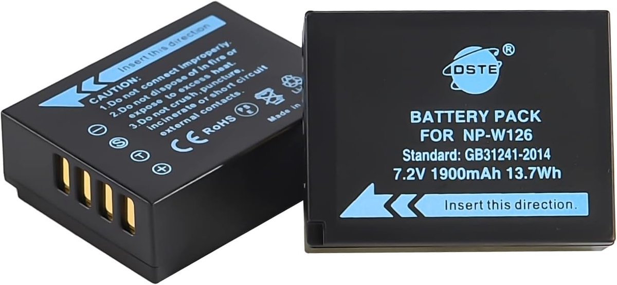 DSTE NP-W126 Battery Compatible with Fujifilm X-A1, XA1, X-E1, XE1, X-M1, XM1, X-Pro1, XPro1, X-T3 - ShopVlot