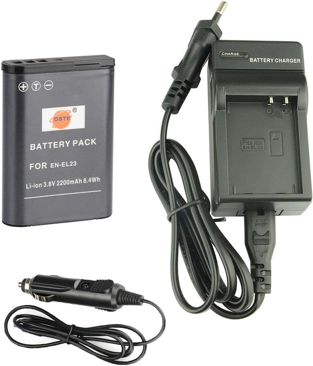 DSTE® Replacement Battery and DC152E Travel Charger Compatible with Nikon EN-EL23 Coolpix P600 Coolpix S810c Coolpix - ShopVlot