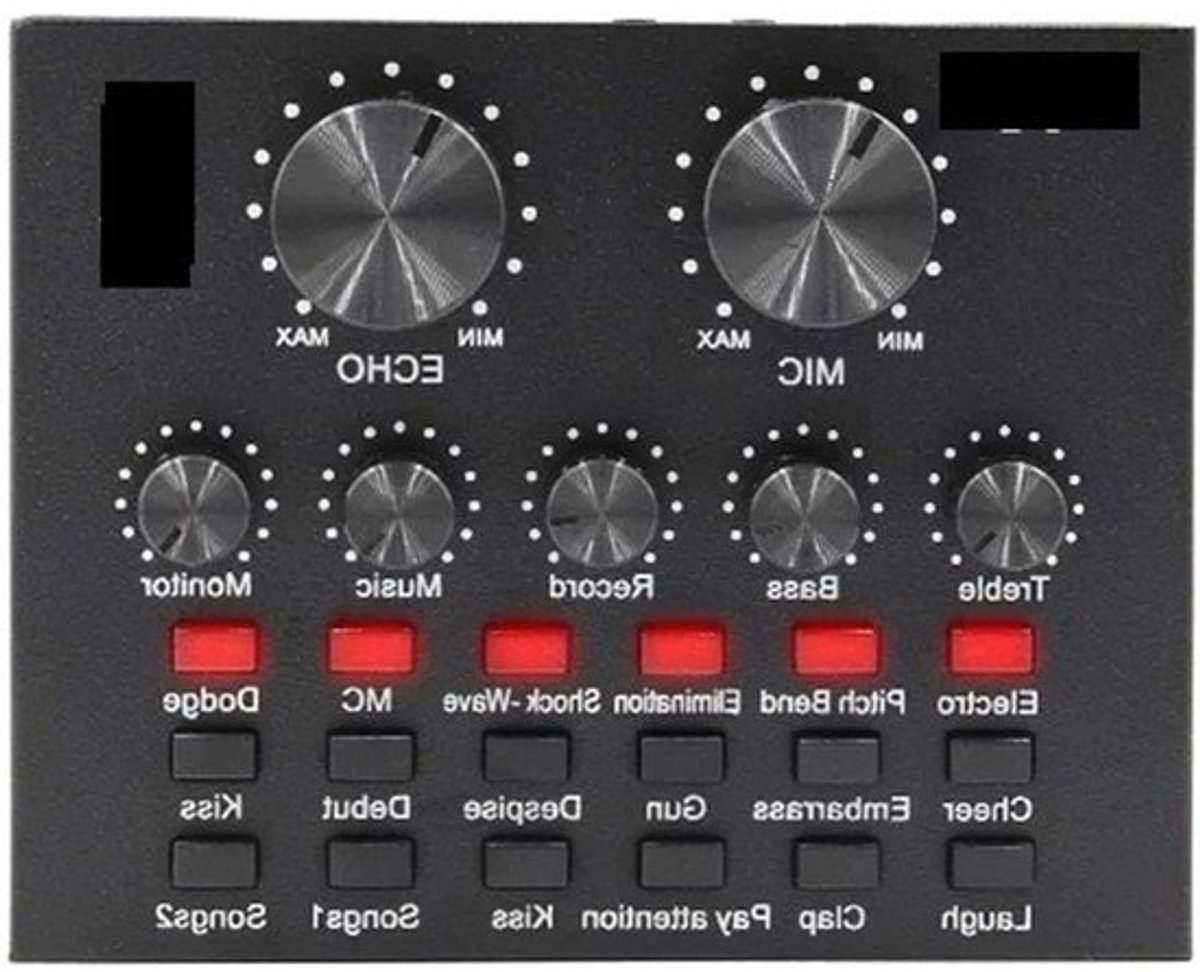DJ-controller en mixer - Geluidskaart voor podcasts - Voor livestreamen - Bluetooth 5.0-connectiviteit - Compact formaat - Zwart