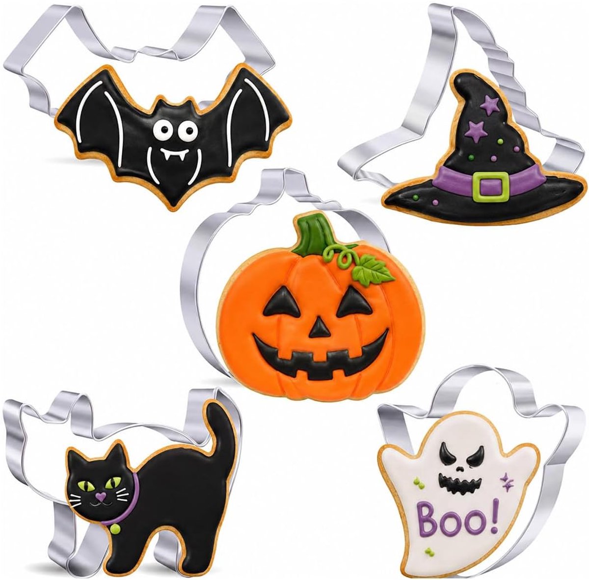 Uitsteekvormen voor Halloween - 5-delige set - Roestvrij staal - Creatieve bakprojecten - ShopVlot