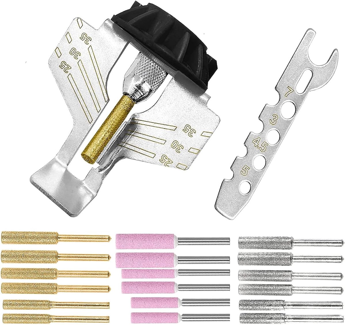 20 Pieces Chainsaws, Grinding Strip, Chainsaws, Angle Guide Grinding Device and Diamond Grinding Stone Files, Chainsaw - ShopVlot