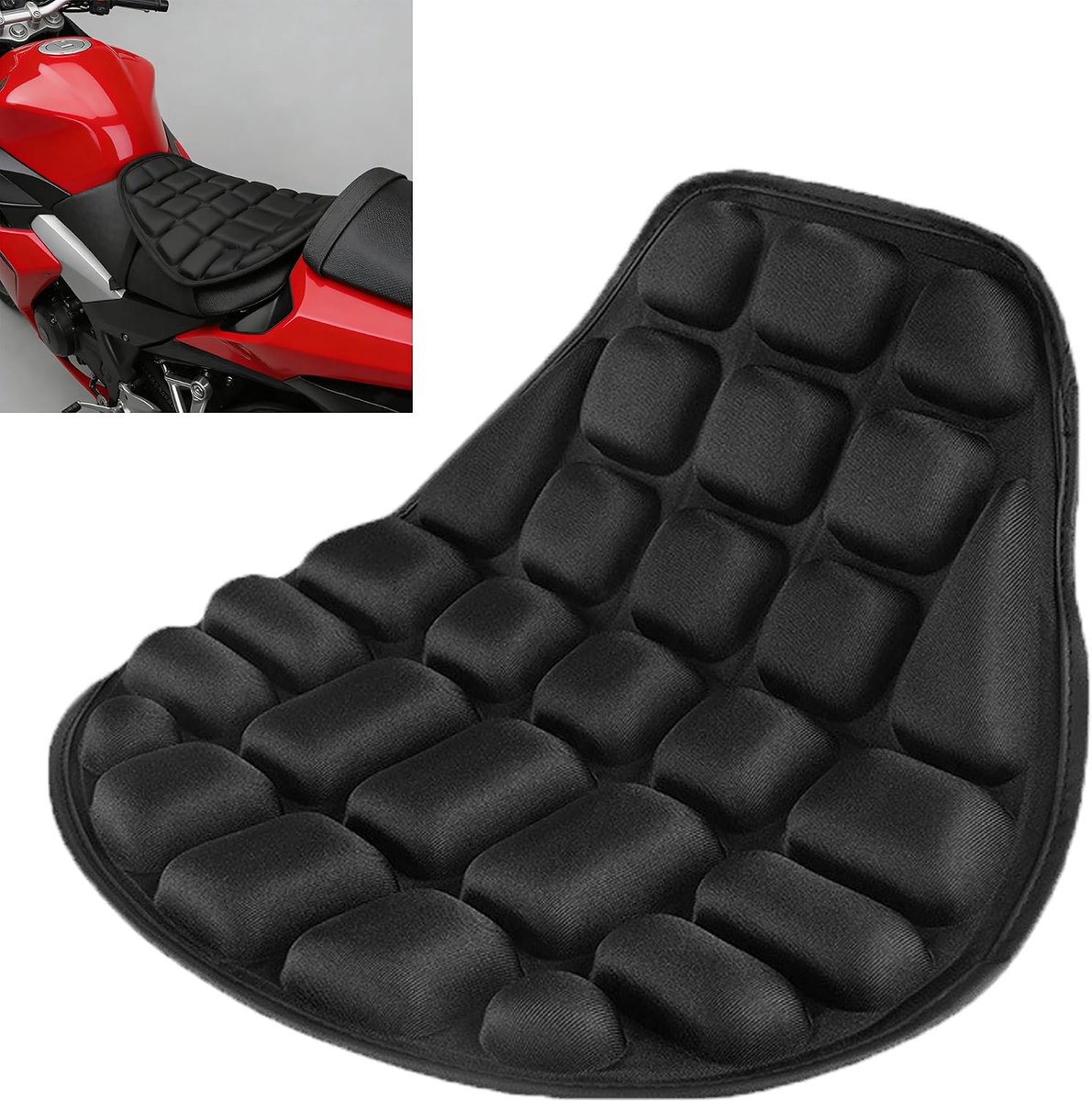 Motorcycle Seat Cushion Breathable Shock Absorption 1 Piece Black Non-Slip Motorcycle Seat Cushion Suitable for Most - ShopVlot