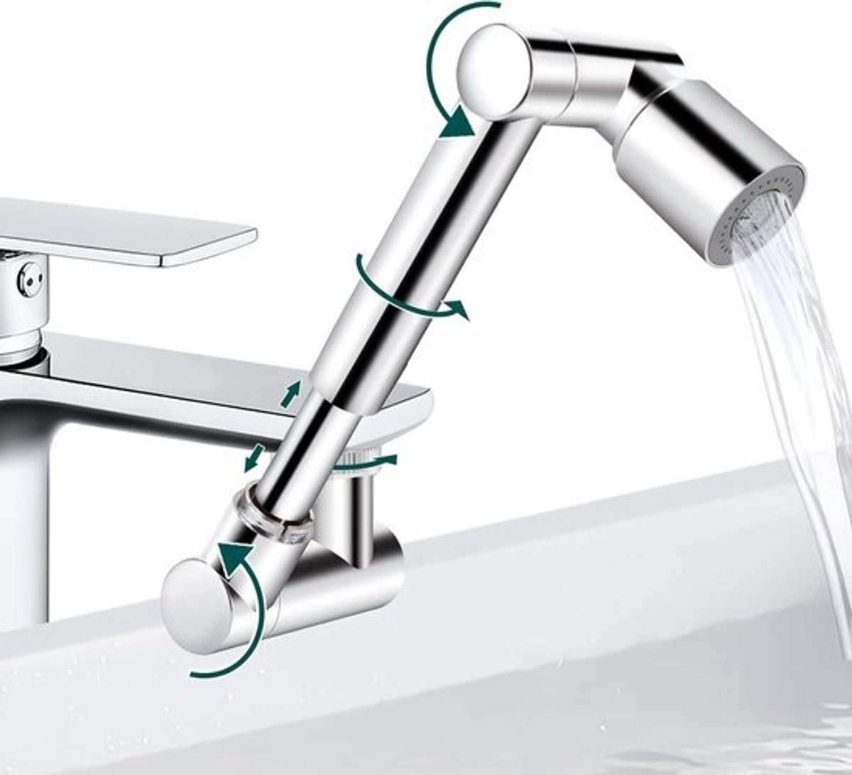 1440° draaibare multifunctionele verlengkraan - 2 sproeimodi - universeel zwenkkraanverlengstuk met adapter voor badkamer en keuken