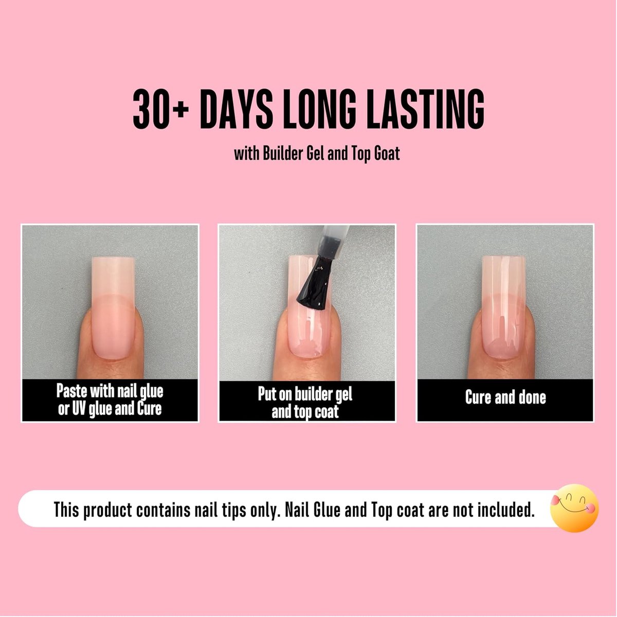 NOVO OVO Medium Sharp Square Nail Tips Press on Pure Color Baby Pink, Extra Thick NEED Builder Gel & Top Coat & Glue - ShopVlot — cadeau in Cadeau-ideeën - foto 6