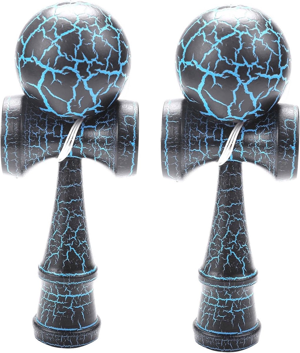 Kendama voor kinderen en volwassenen, 2 stuks, outdoor, sport, scheuren, beuken, kleurrijk design, zwart en blauw - ShopVlot