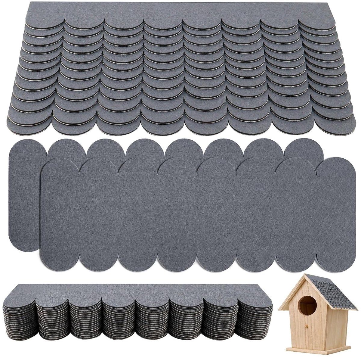Zelfklevende Dakbedekking - 32 Stuks - Dakshingles voor Vogelhuisjes, Nestkasten en DIY Projecten - Grijze Dakpannen voor Creatieve Decoraties