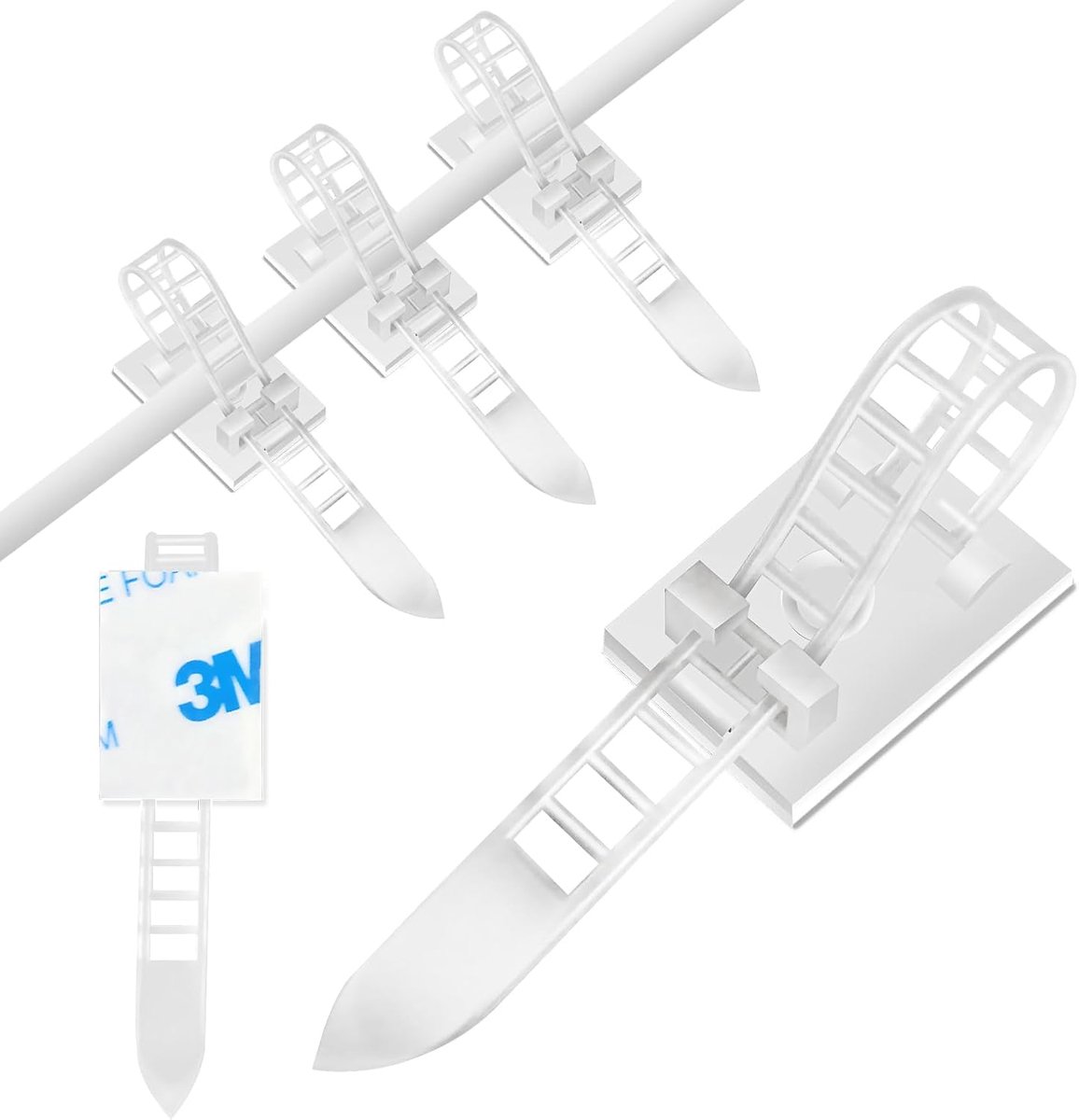 50pcs Cable Ties and Cable Clips with Adhesive Holder, Nylon Cable Ties, Wire Clips Clips Organizer with Strong - ShopVlot