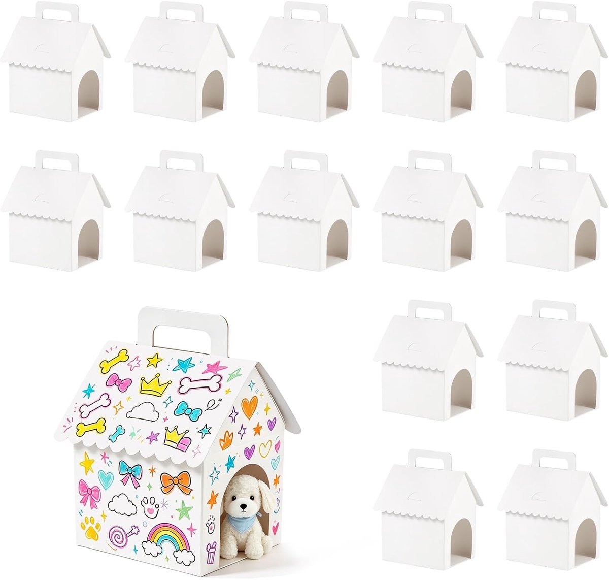 TranRantic 15 Stuks Hond Party Favors Dozen, Witte Hond Huis Vormige Geschenkdozen voor Puppy Party Gunsten Huisdier - ShopVlot