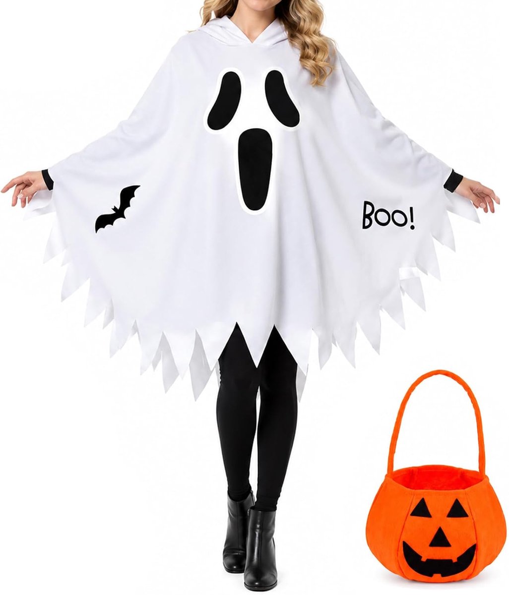 7-Delige Halloween Spook Kostuum Set, Witte Lichtgevende