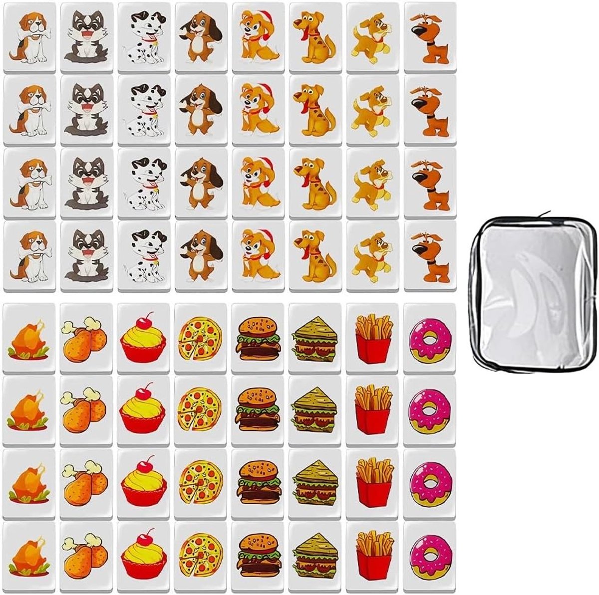 Seaside Escape spel met 65 blokken, 30mm Mahjong blokken, mini spelset voor familie, reizen en plezier met honden en voerpatroon