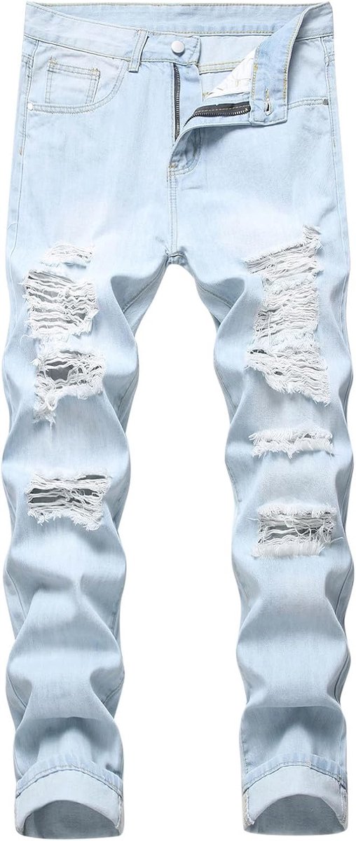 2023 Mode rechte buis heren gebroken knie gebroken jeans heren jeans
