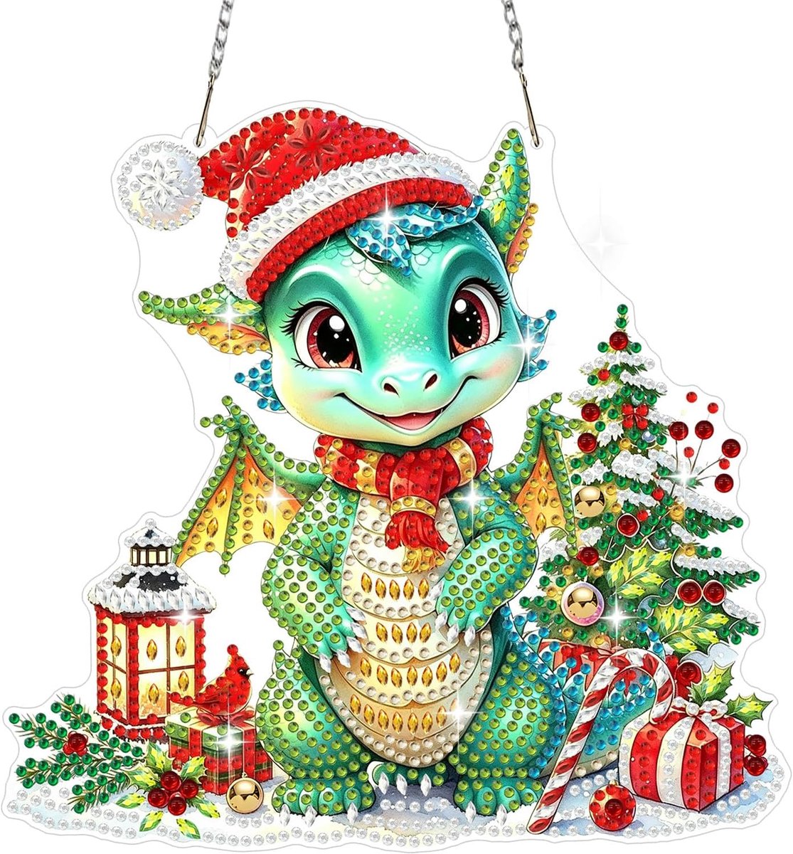 Diamond Painting Hanger Kleine Draak Groene Lantaarn Diamond Painting Ornamenten Volwassenen Kinderen Hangende Ornamenten Diamant Kroon Deur Buiten Tuin Huis Decoratie Geschenken