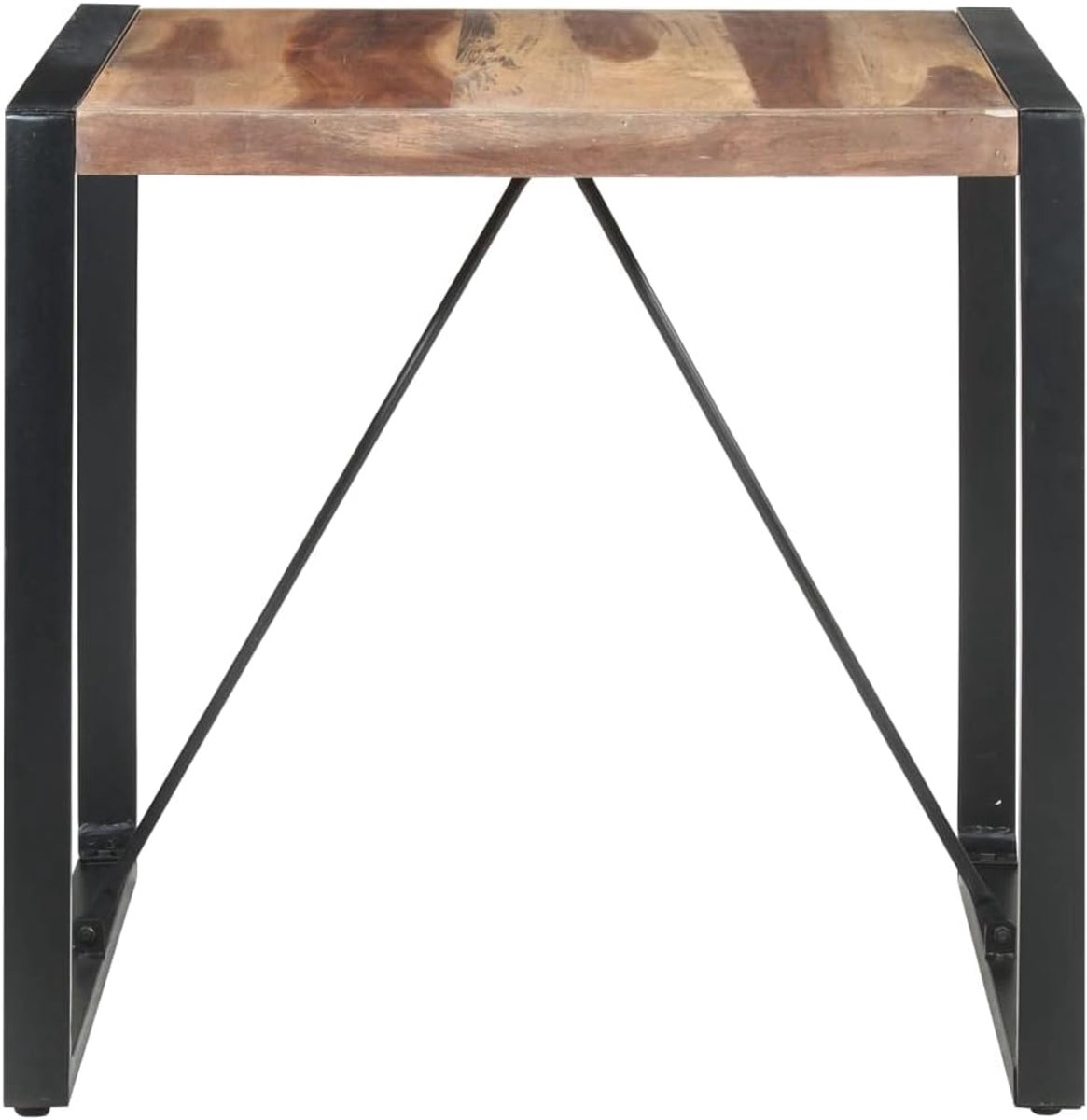 Acaciahout en rubberwood industriële stijl eettafel zwart 80x80x75