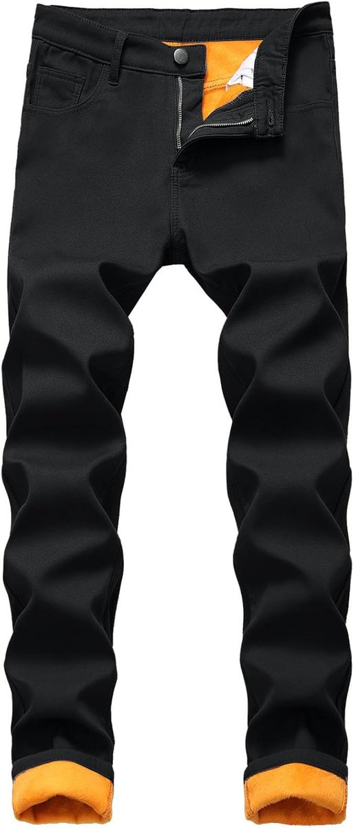 Jeans van velours composiet, voor heren, rechte broek, slim, gevoerd, denim, De zwarte, 28