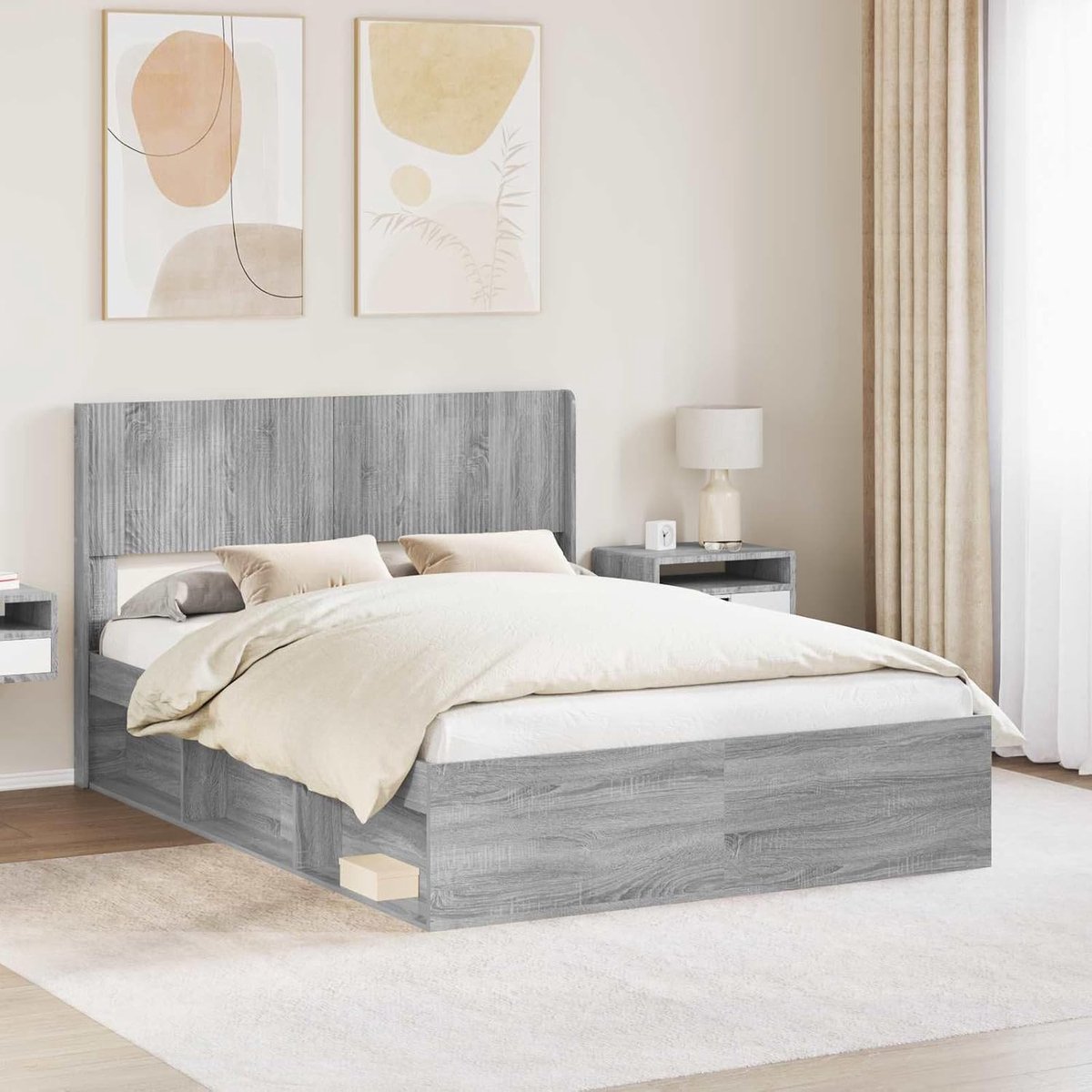 Hout met opbergruimte en hoofdbord modern slaapkamer Grijs