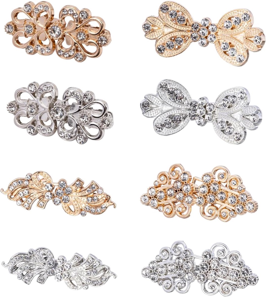 8 stuks cardigan-clips met strassteentjes, naadloze drukknoopclips voor kleding, kraag, jurk, trui-clip, cardigan-clips, voor blouse, gebreide jas, jurken, sjaal, jas