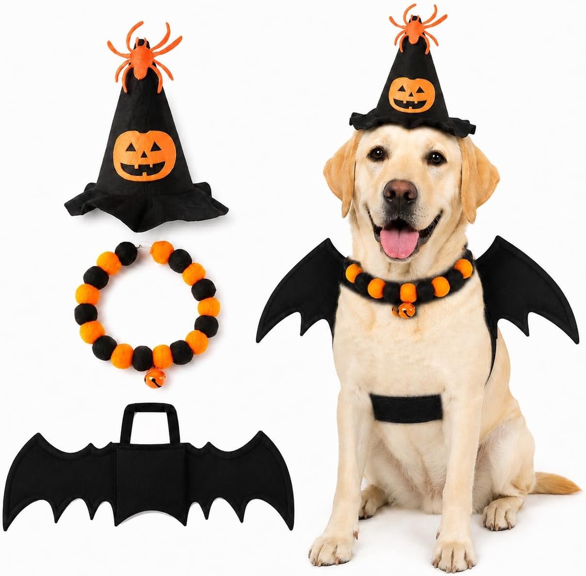 Halloween-kostuum voor honden, vleermuisvleugels, borstomtrek 50 cm