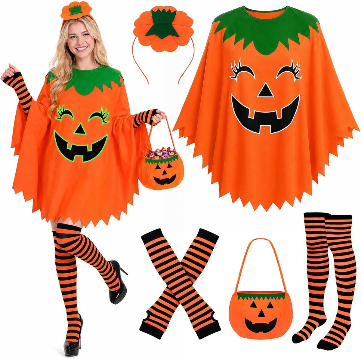 5 stuks Halloween pompoenkostuum volwassenen