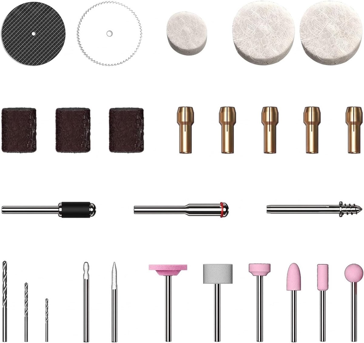 27-delige accessoireset voor multifunctioneel draaigereedschap, frezen en slijpschijven voor graveren, slijpen, polijsten, compatibel met Dremel, mini-draadloos multifunctioneel gereedschap en