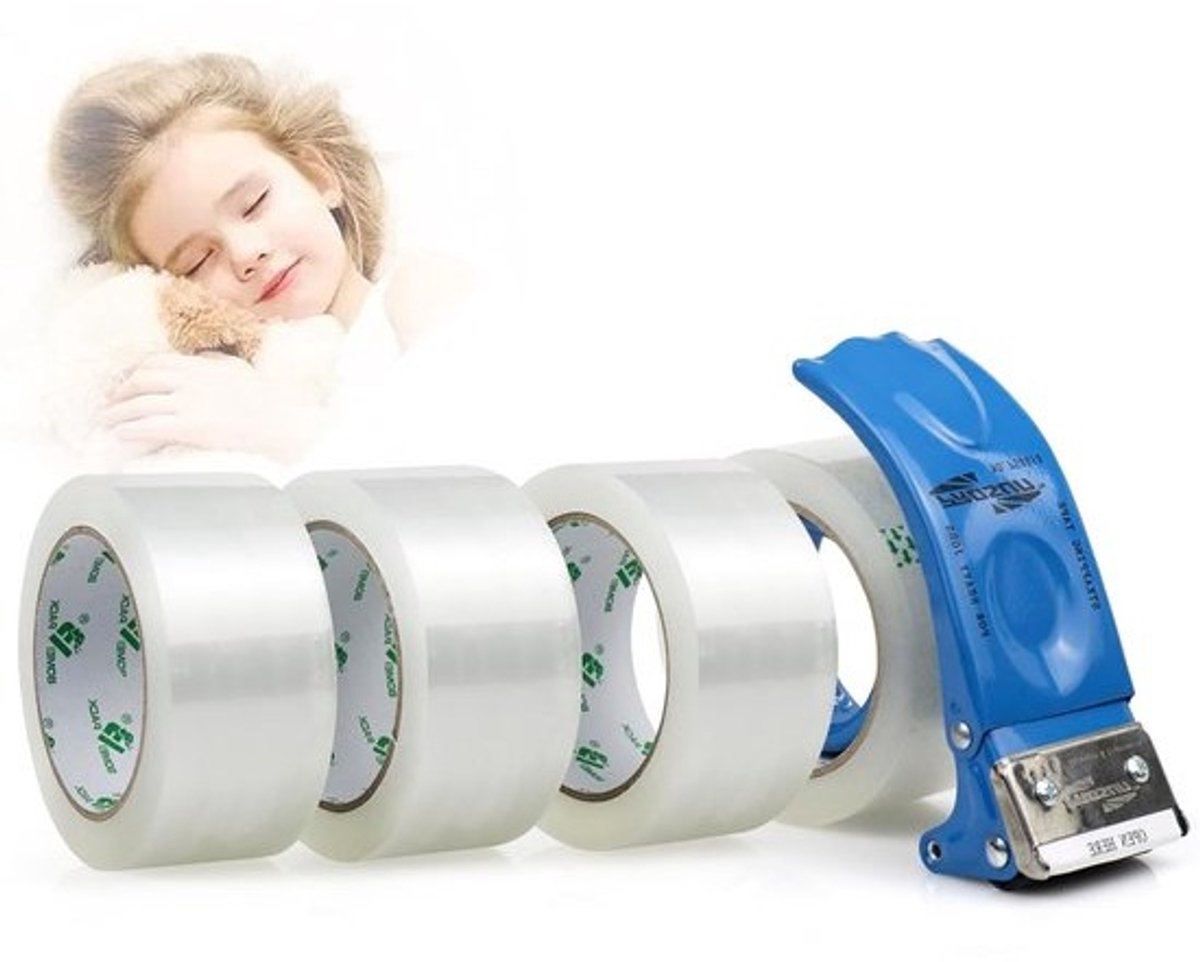 4 rollen transparante plakband - Geluidsarme verpakkingstape van 48 mm x 66 m - Sterke hechting, ideaal voor verzending en klussen