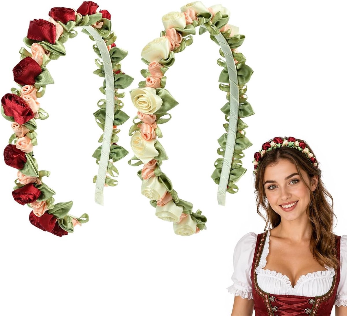 Banden Oktoberfest, Beierse klederdracht-haarsieraad, dirndl bloemenkrans, haarband, dirndls haarband, voor meisjes, bierfeest, klederdrachtaccessoires