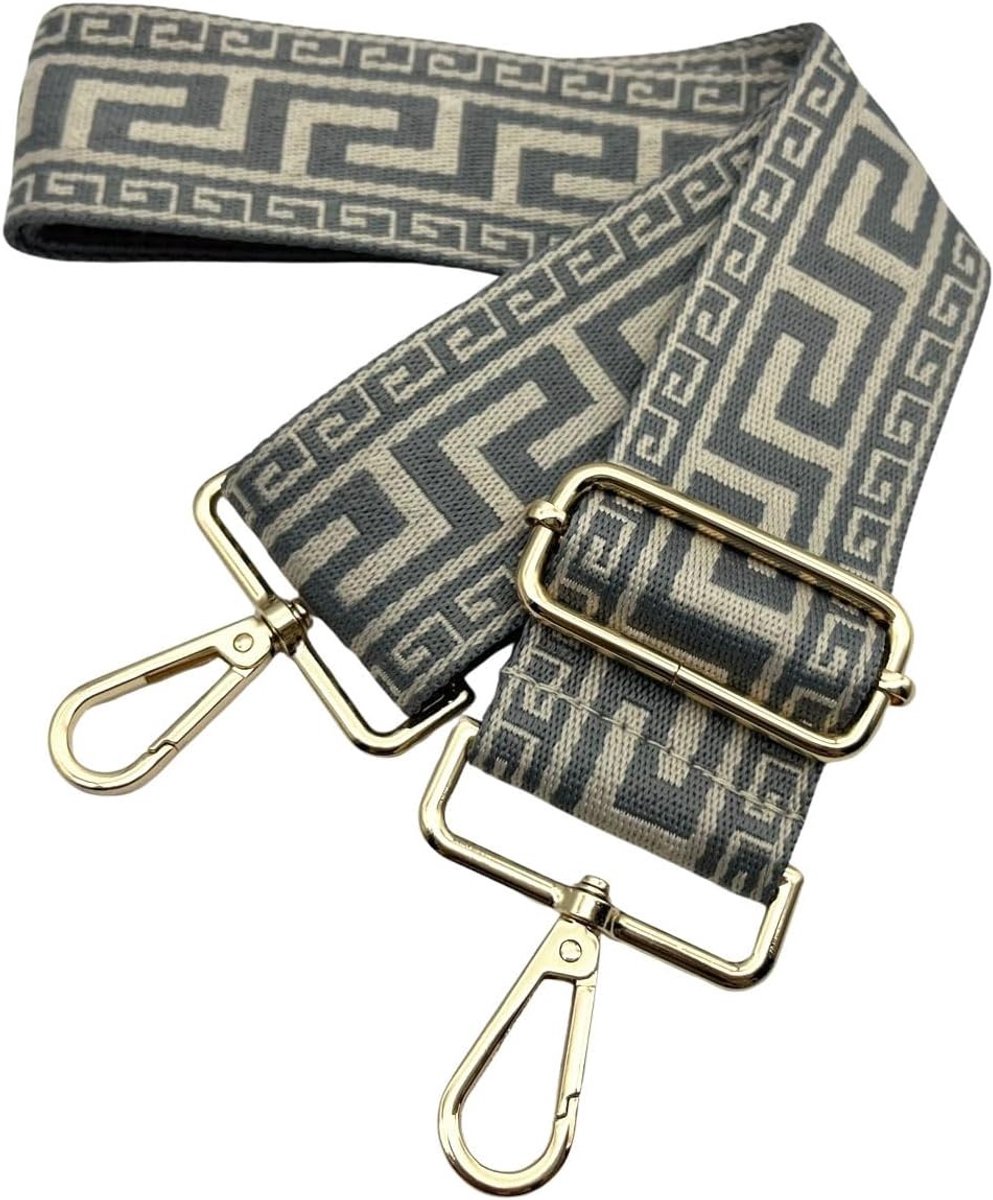 Verstelbare Schouderband voor Handtassen, Brede 5 cm, Inclusief Gouden Karabijnhaak, Ideaal voor Crossbody en DIY Projecten, Grijs